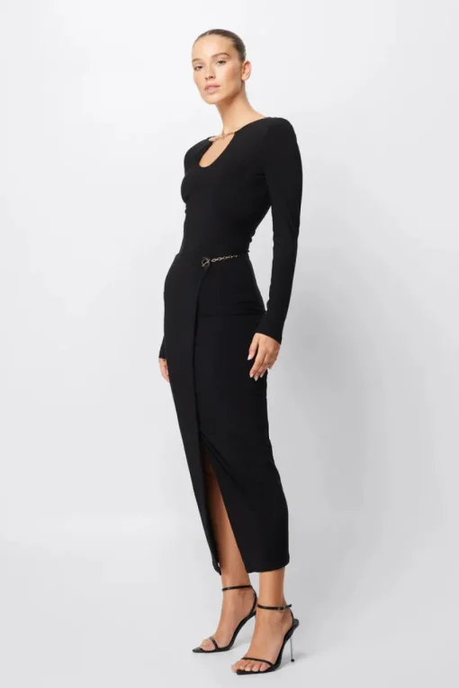 Women Mossman - DEFIANT MIDI SKIRT (BLACK)