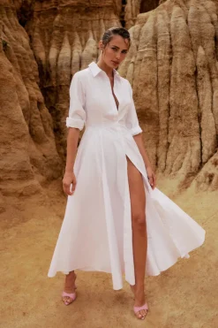 Women Mossman - FIXATION MAXI SHIRT DRESS (WHITE)