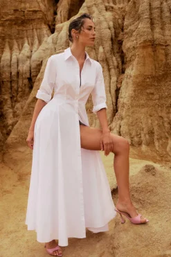 Women Mossman - FIXATION MAXI SHIRT DRESS (WHITE)