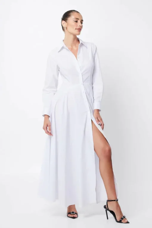 Women Mossman - FIXATION MAXI SHIRT DRESS (WHITE)