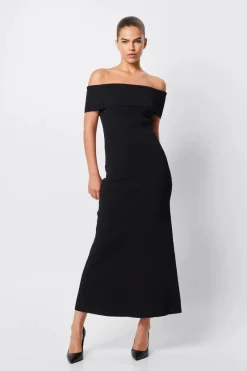 Mossman - MONACO OFF SHOULDER MIDI DRESS (BLACK)