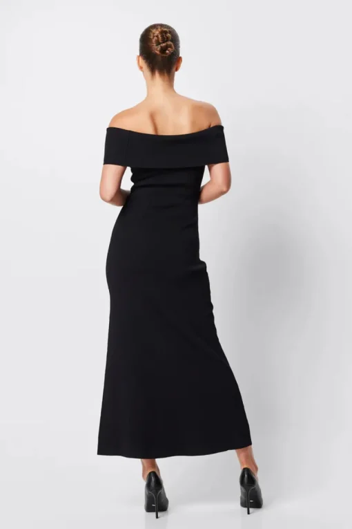 Mossman - MONACO OFF SHOULDER MIDI DRESS (BLACK)