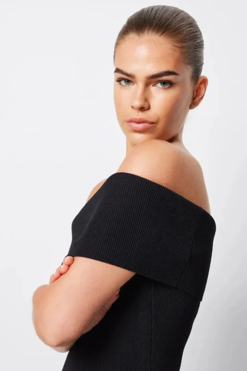 Mossman - MONACO OFF SHOULDER MIDI DRESS (BLACK)