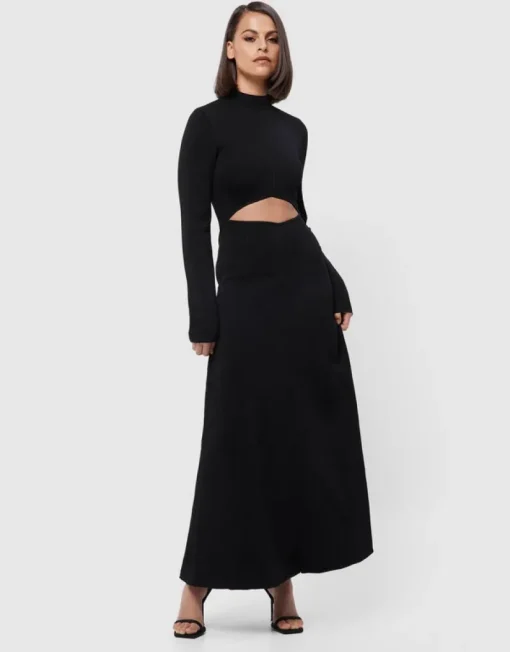 Mossman - The Fifth Knit Maxi Dress (Black)