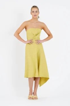 One Fell Swoop - Quartz Midi Dress (Golden Straw)