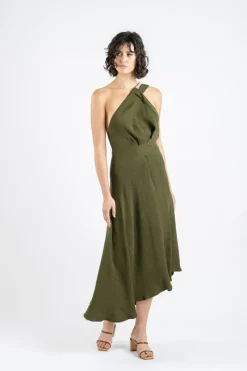One Fell Swoop - Yvie Midi Dress (Olive Line)