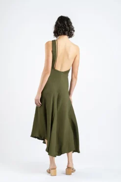 One Fell Swoop - Yvie Midi Dress (Olive Line)