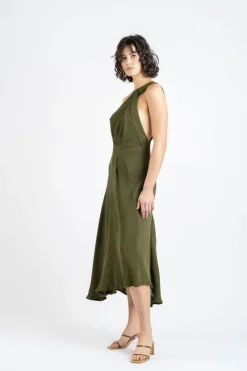 One Fell Swoop - Yvie Midi Dress (Olive Line)