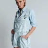 Women One Teaspoon - Rose Ave Overalls (Capri Blue)