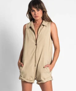 Women One Teaspoon - Stone Mini Braxton Overall