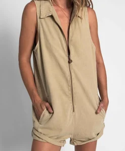 Women One Teaspoon - Stone Mini Braxton Overall
