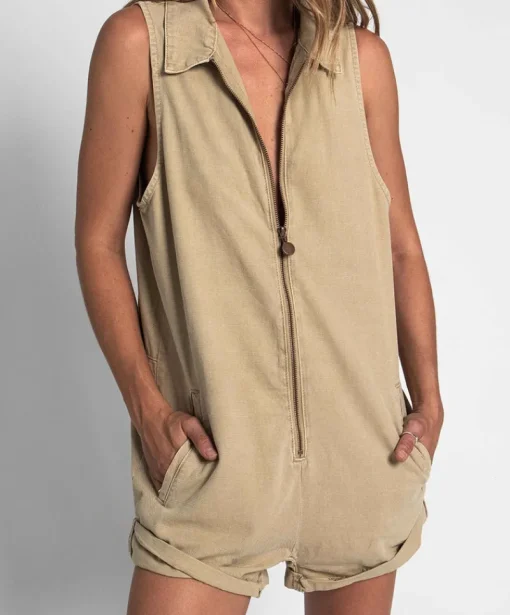 Women One Teaspoon - Stone Mini Braxton Overall