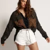 One Teaspoon - White Beauty Outlaws Mid Length Denim Short
