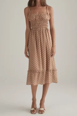 Ownley OWNELY - Juliana Dress (Tan Polka)