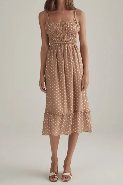 Ownley OWNELY - Juliana Dress (Tan Polka)