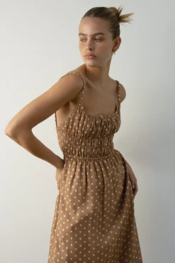 Ownley OWNELY - Juliana Dress (Tan Polka)