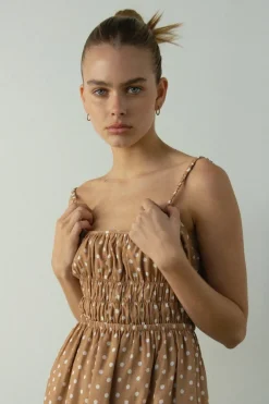 Ownley OWNELY - Juliana Dress (Tan Polka)