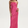 Ownley - Augustine Bias Strapless Dress (Hot Pink)