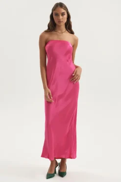 Ownley - Augustine Bias Strapless Dress (Hot Pink)