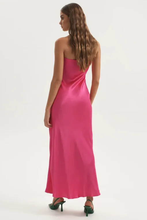 Ownley - Augustine Bias Strapless Dress (Hot Pink)