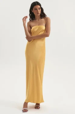 Ownley - Augustine Bias Strapless Dress (Honey Pot)