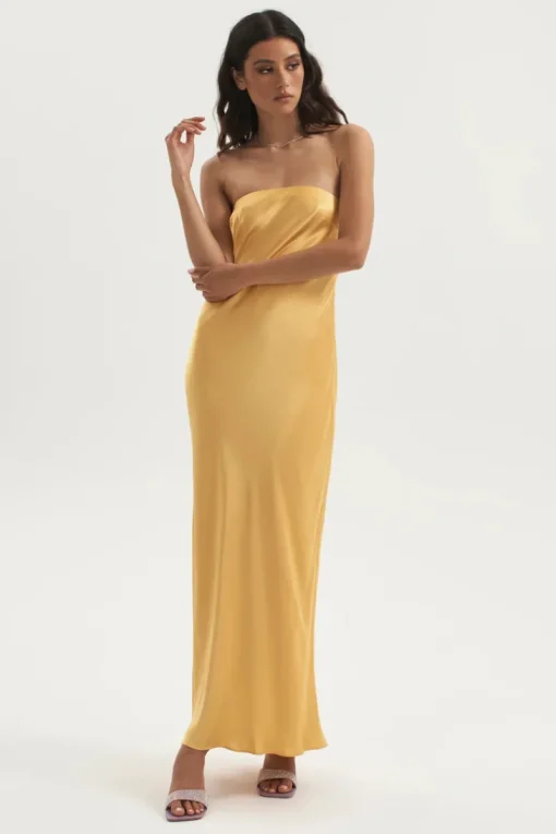 Ownley - Augustine Bias Strapless Dress (Honey Pot)