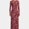 Ownley - CARLA MESH MIDI DRESS (PLUM PAISLEY)