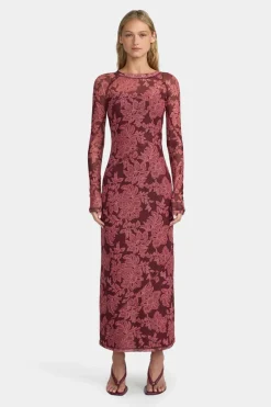 Ownley - CARLA MESH MIDI DRESS (PLUM PAISLEY)