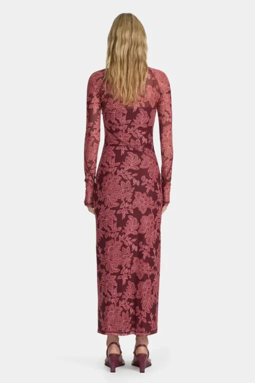 Ownley - CARLA MESH MIDI DRESS (PLUM PAISLEY)