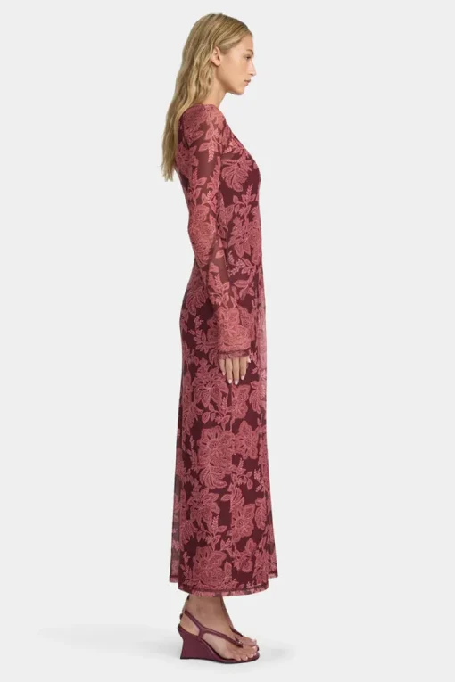 Ownley - CARLA MESH MIDI DRESS (PLUM PAISLEY)