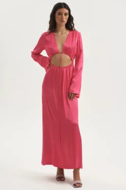 Ownley - Lilith Drawstring Cut Out Dress (Hot Pink)