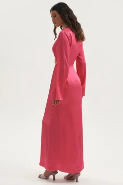 Ownley - Lilith Drawstring Cut Out Dress (Hot Pink)