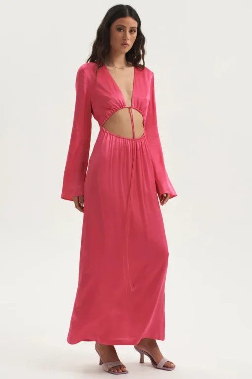 Ownley - Lilith Drawstring Cut Out Dress (Hot Pink)