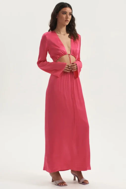 Ownley - Lilith Drawstring Cut Out Dress (Hot Pink)