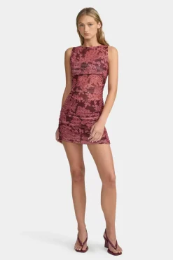 Ownley - MARGOT MESH MINI DRESS (PLUM PAISLEY)