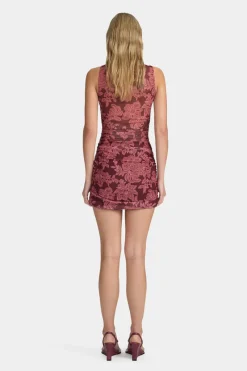 Ownley - MARGOT MESH MINI DRESS (PLUM PAISLEY)
