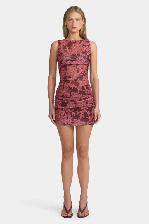 Ownley - MARGOT MESH MINI DRESS (PLUM PAISLEY)