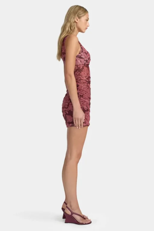 Ownley - MARGOT MESH MINI DRESS (PLUM PAISLEY)