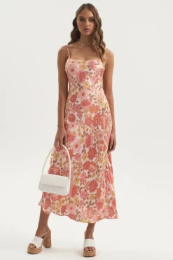 Ownley - Percy Bias Midi Dress (Pink Floral)