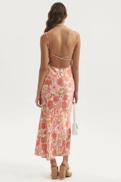 Ownley - Percy Bias Midi Dress (Pink Floral)