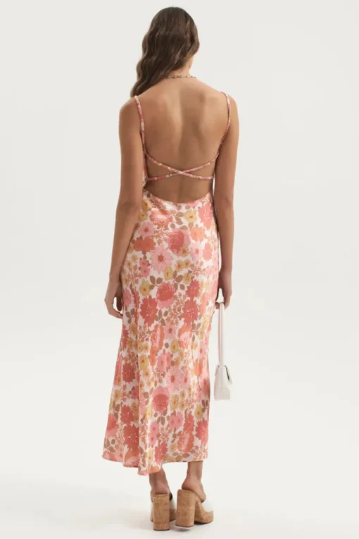 Ownley - Percy Bias Midi Dress (Pink Floral)