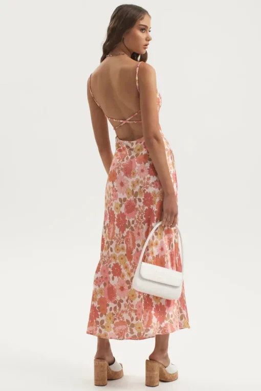 Ownley - Percy Bias Midi Dress (Pink Floral)