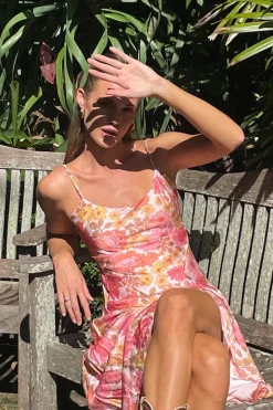 Ownley - Percy Bias Midi Dress (Pink Floral)