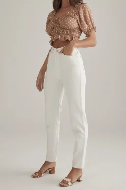 Women Ownley - The Abby Top (Tan Polka)
