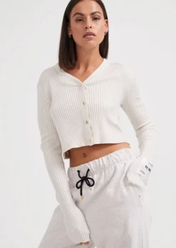 Women PE Nation P.E NATION - Box Out LS Knit Top (Grey Marl)