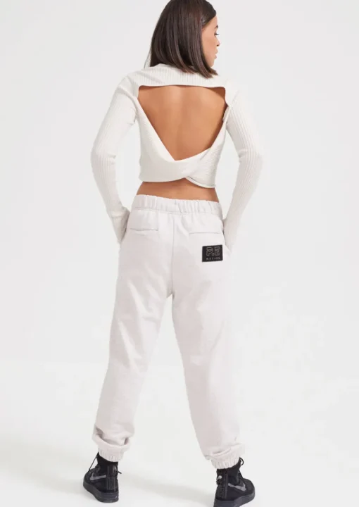 Women PE Nation P.E NATION - Box Out LS Knit Top (Grey Marl)
