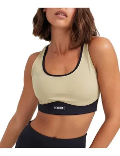 Women PE Nation P.E NATION - DOUBLE TEAM OLIVE GREY SPORTS BRA