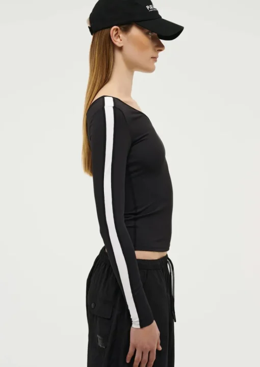 Women PE Nation - FOUNDATION ASYMMETRIC LONG SLEEVE TOP (BLACK)
