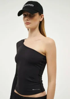 Women PE Nation - FOUNDATION ASYMMETRIC LONG SLEEVE TOP (BLACK)