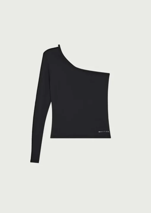 Women PE Nation - FOUNDATION ASYMMETRIC LONG SLEEVE TOP (BLACK)